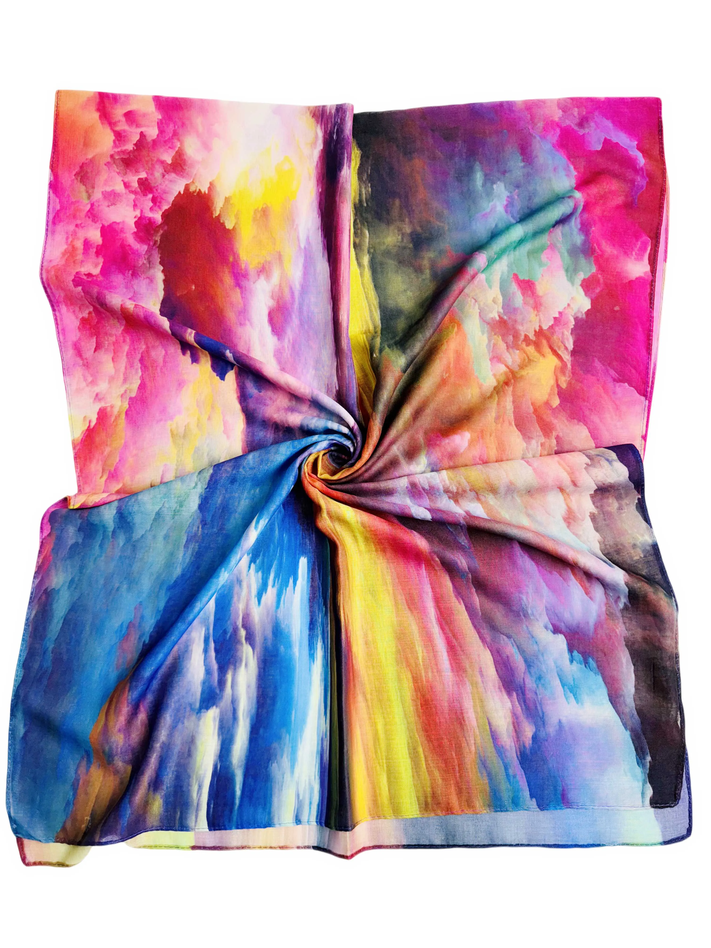 JC022858 Fuchsia-Yellow Sea of Clouds Scarf