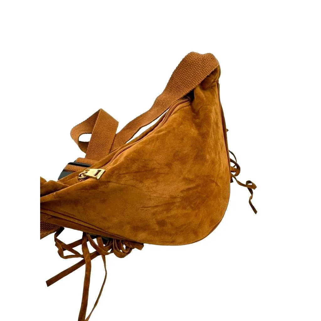 L.A. Express Brown Suede Fringe Waist Belt Bag