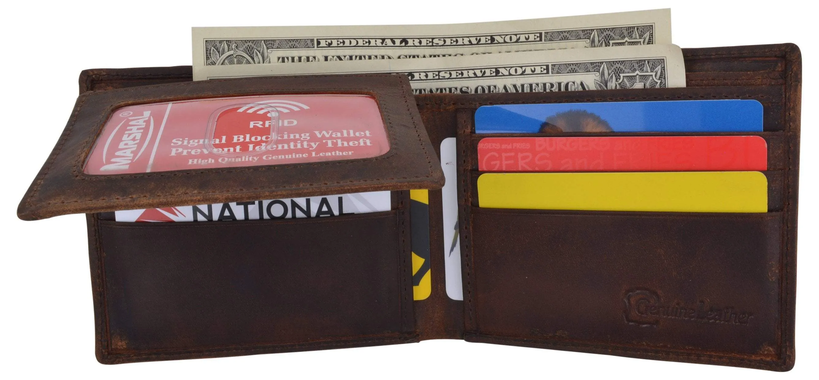 Los Angeles Mens RFID Genuine Leather Card ID Bifold Wallet