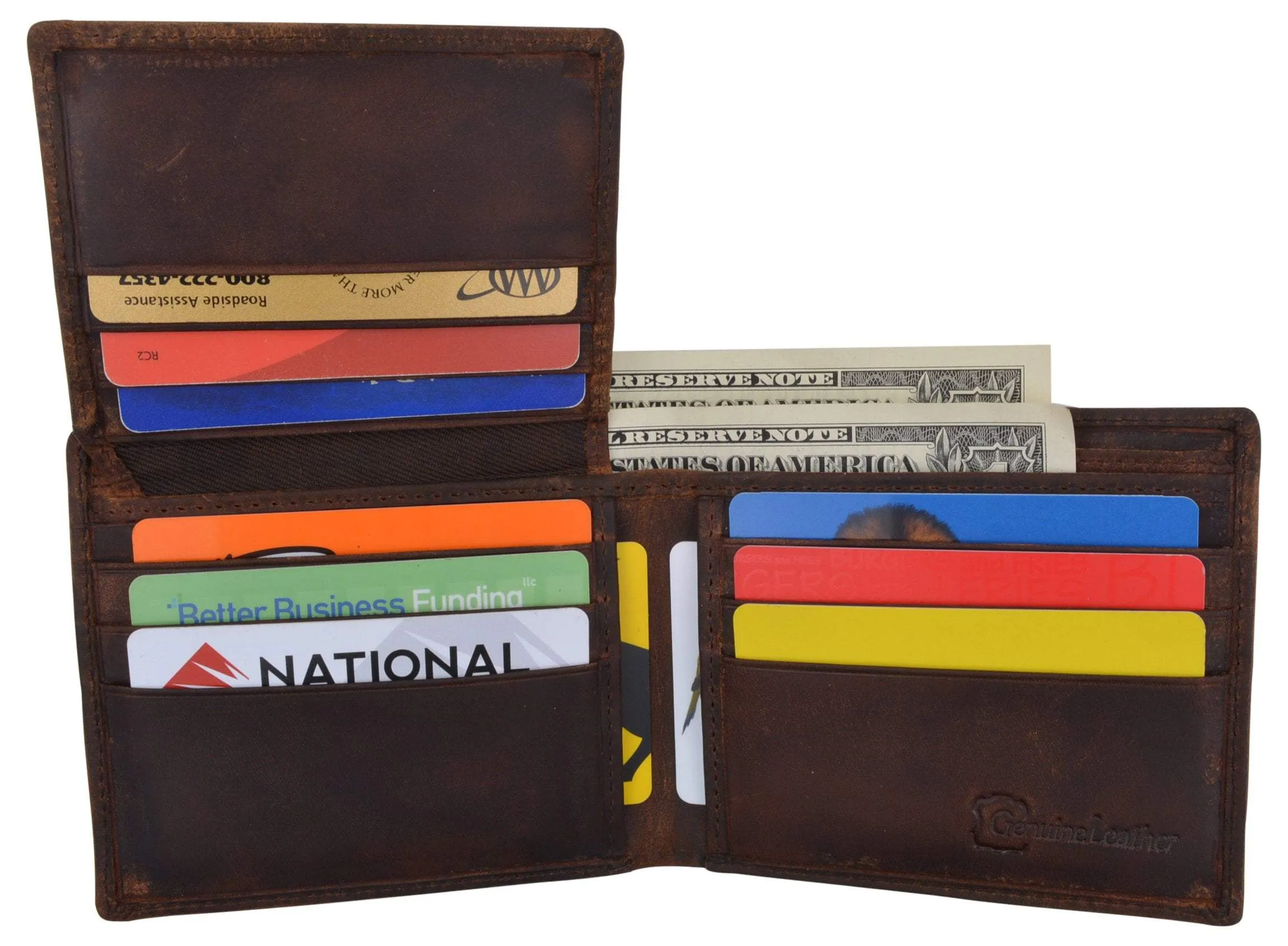 Los Angeles Mens RFID Genuine Leather Card ID Bifold Wallet