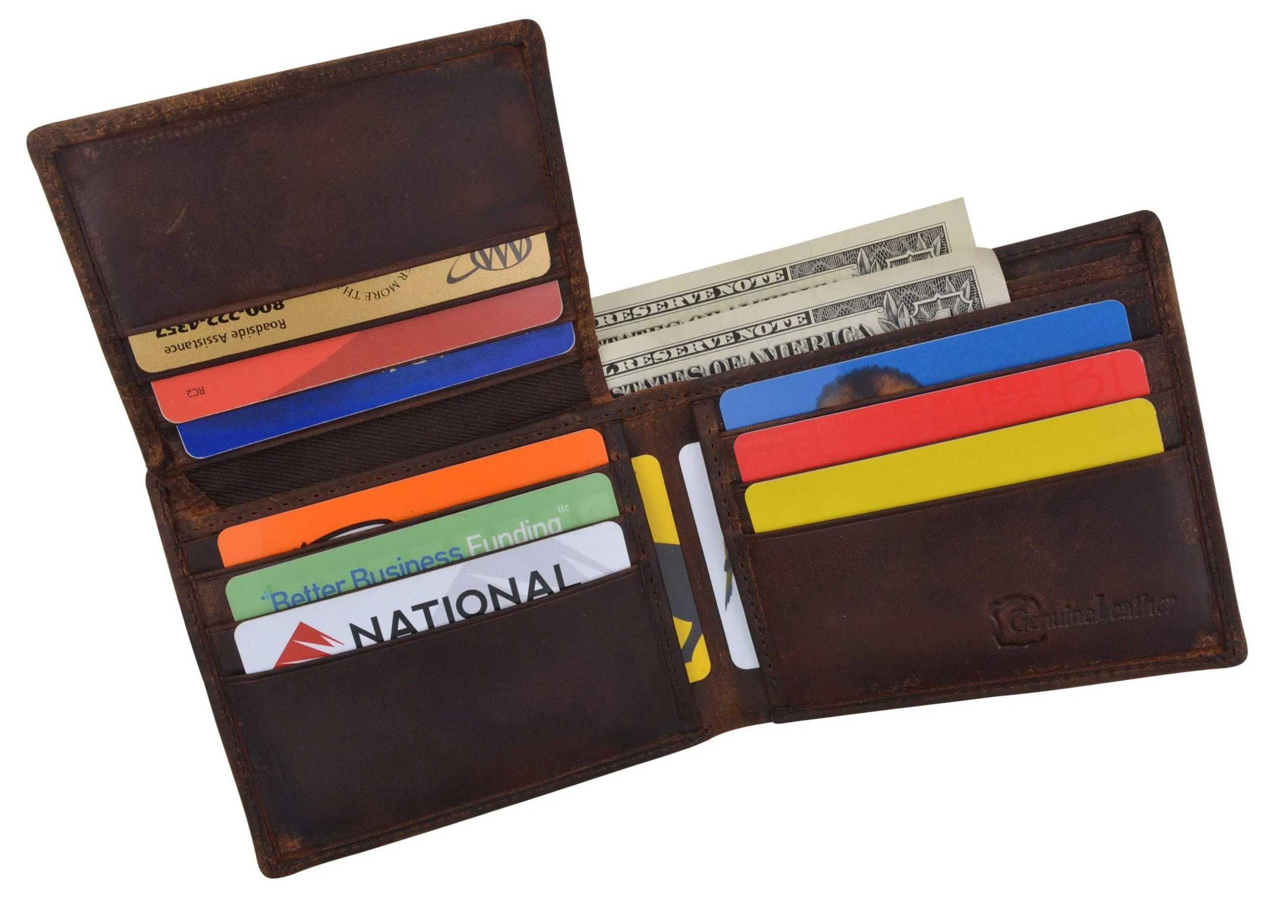 Los Angeles Mens RFID Genuine Leather Card ID Bifold Wallet