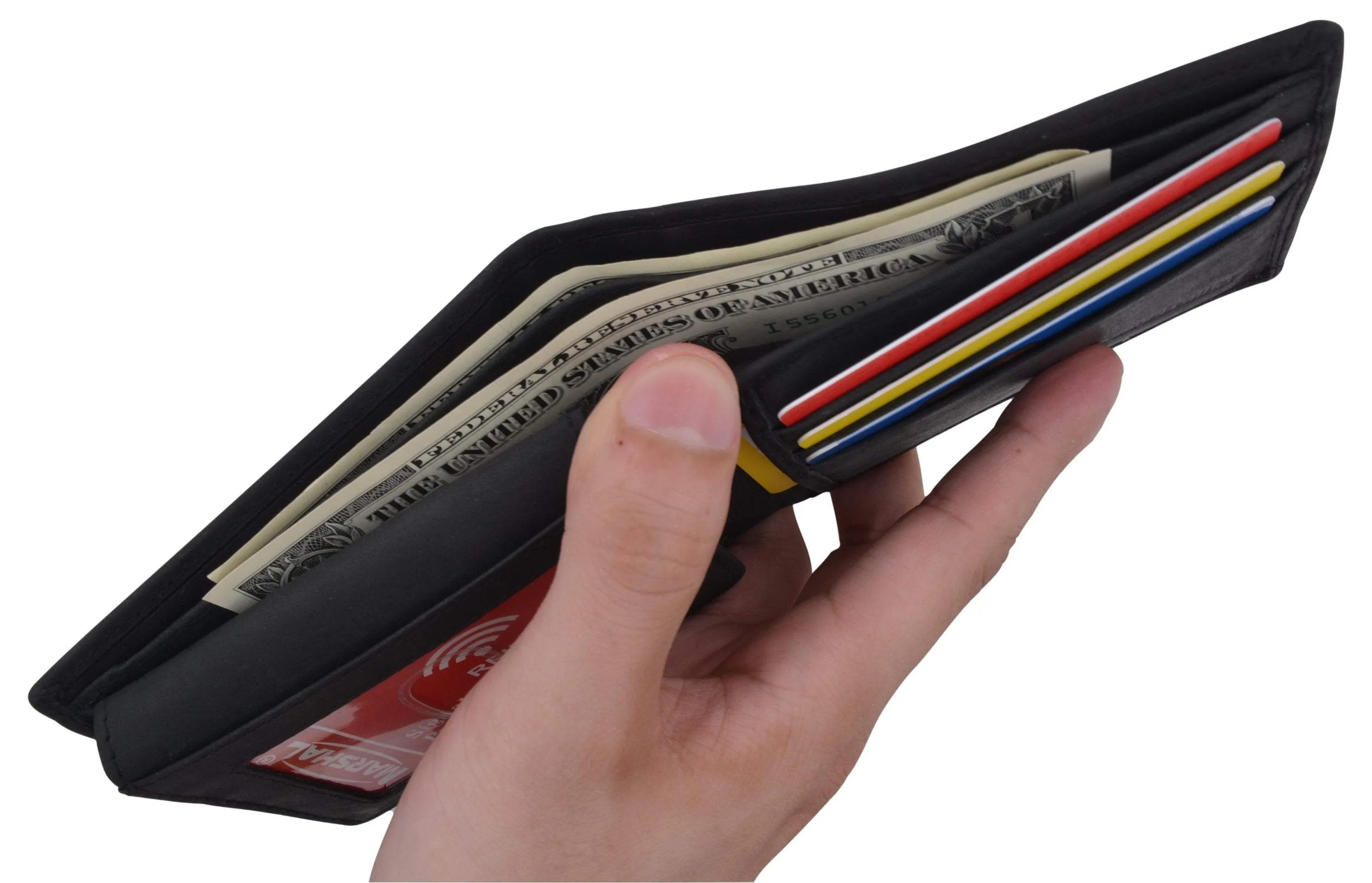 Los Angeles Mens RFID Genuine Leather Card ID Bifold Wallet