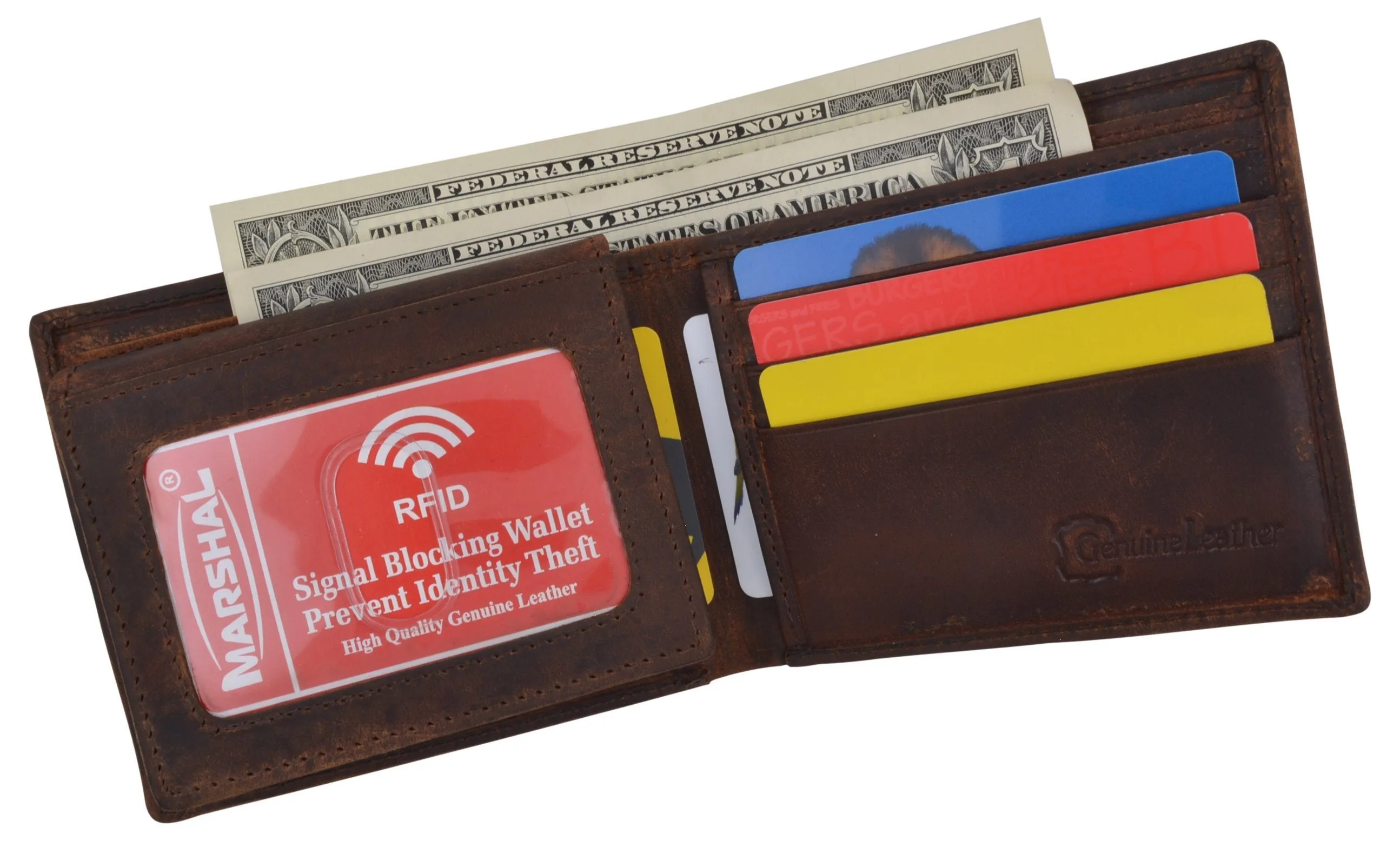Los Angeles Mens RFID Genuine Leather Card ID Bifold Wallet