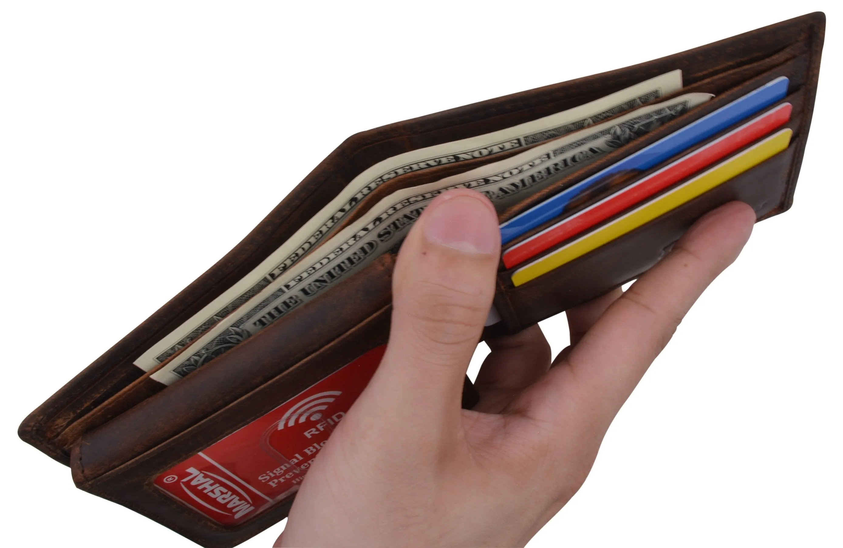 Los Angeles Mens RFID Genuine Leather Card ID Bifold Wallet