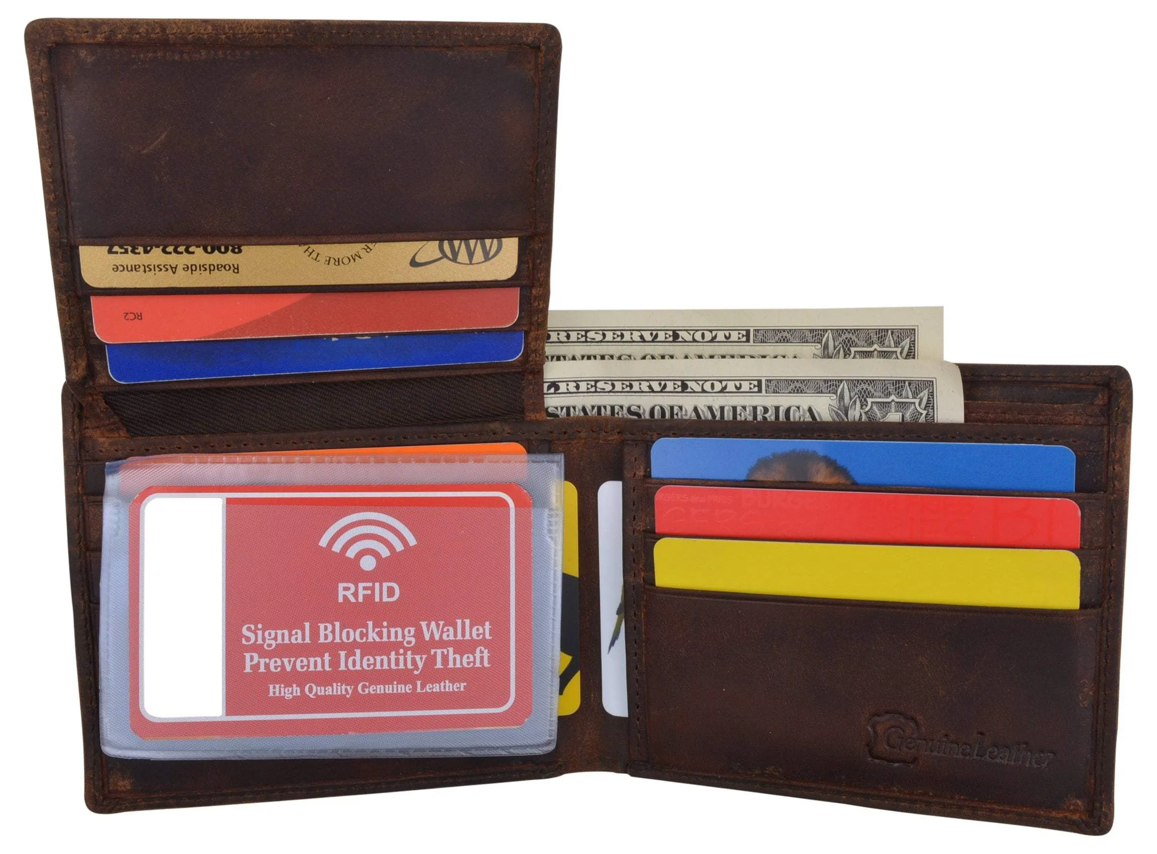 Los Angeles Mens RFID Genuine Leather Card ID Bifold Wallet
