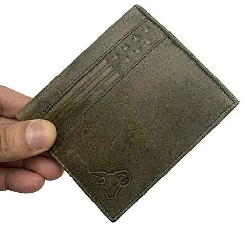 Men's RFID Blocking Genuine Leather Unique L Shape Bifold Wallet USA Series Wallets for Men
