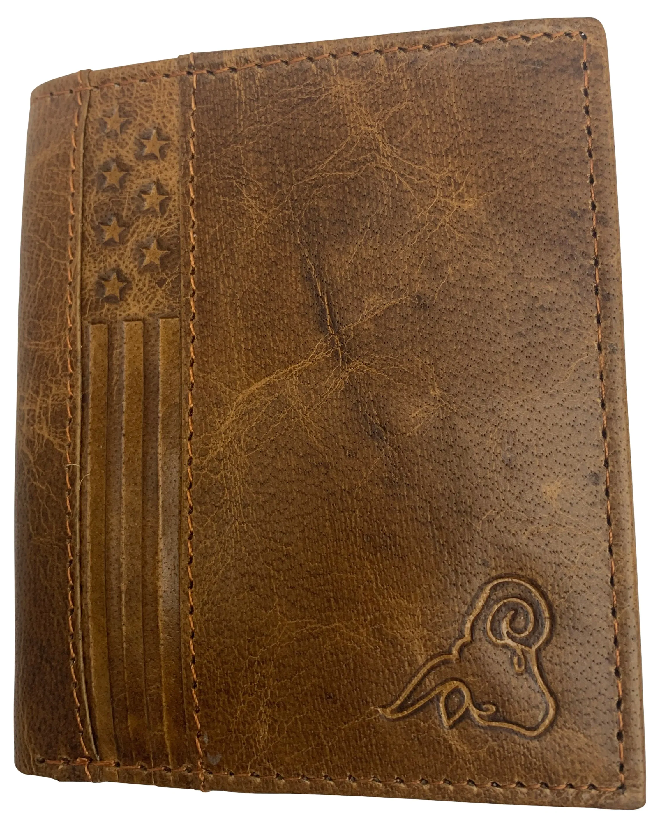 Men's RFID Blocking Genuine Leather Unique L Shape Bifold Wallet USA Series Wallets for Men