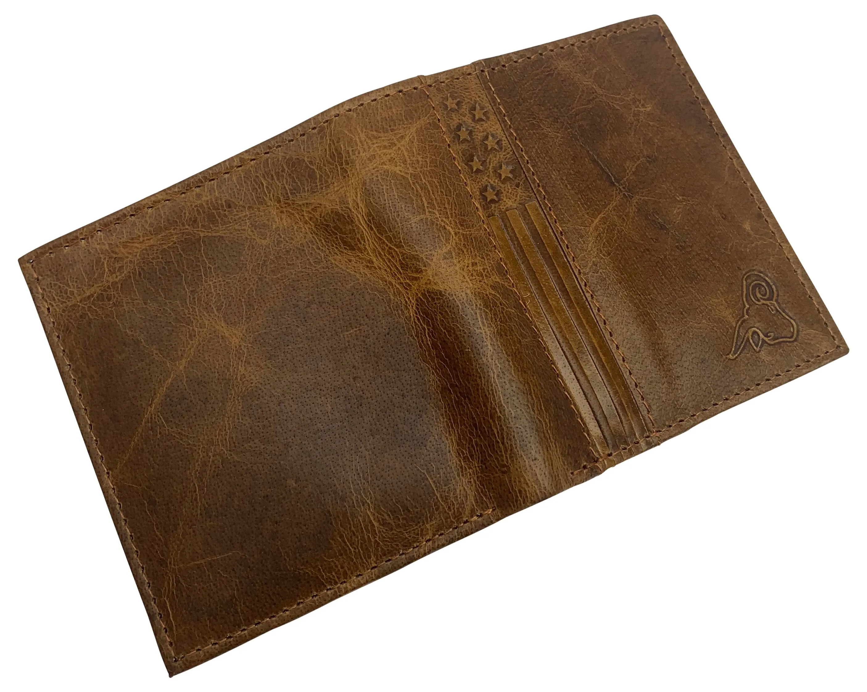 Men's RFID Blocking Genuine Leather Unique L Shape Bifold Wallet USA Series Wallets for Men