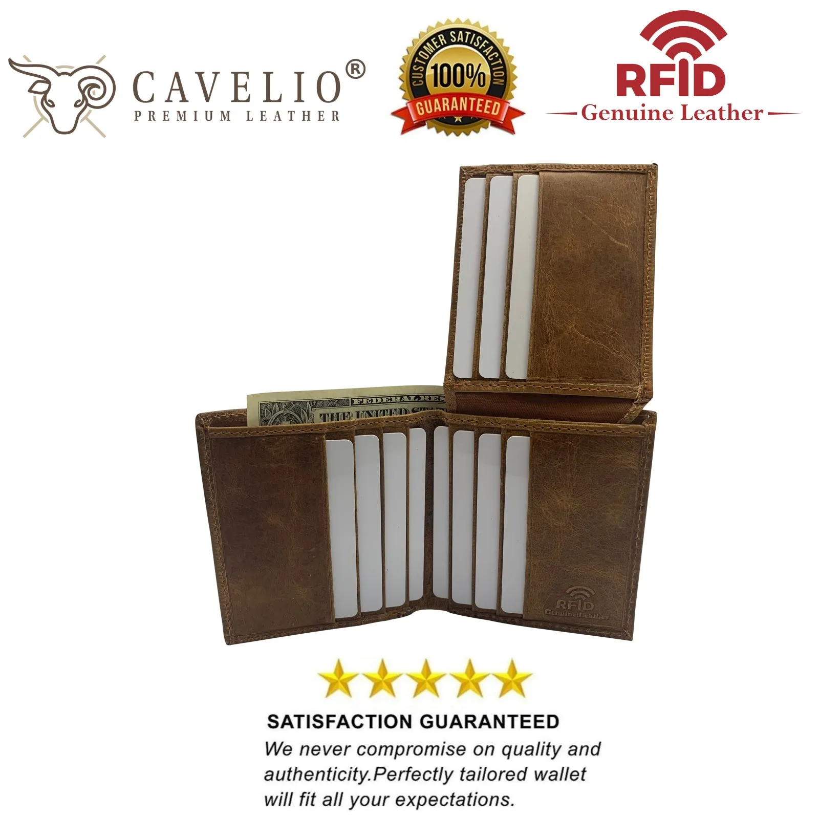 Men's RFID Blocking Genuine Leather Unique L Shape Bifold Wallet USA Series Wallets for Men