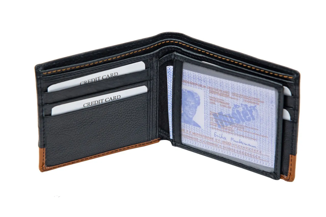 MENS WALLET COMBO 92932 (BLACK WITH TAN)