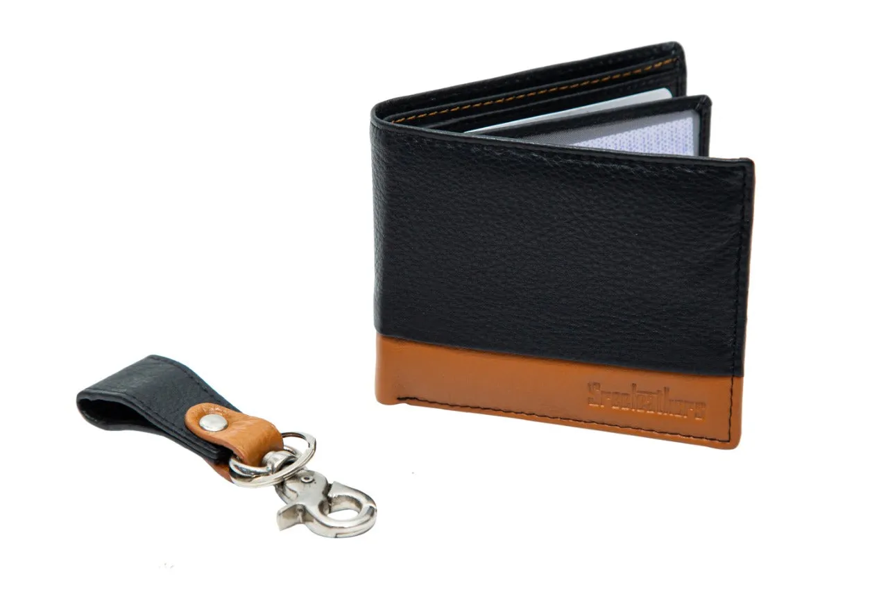 MENS WALLET COMBO 92932 (BLACK WITH TAN)