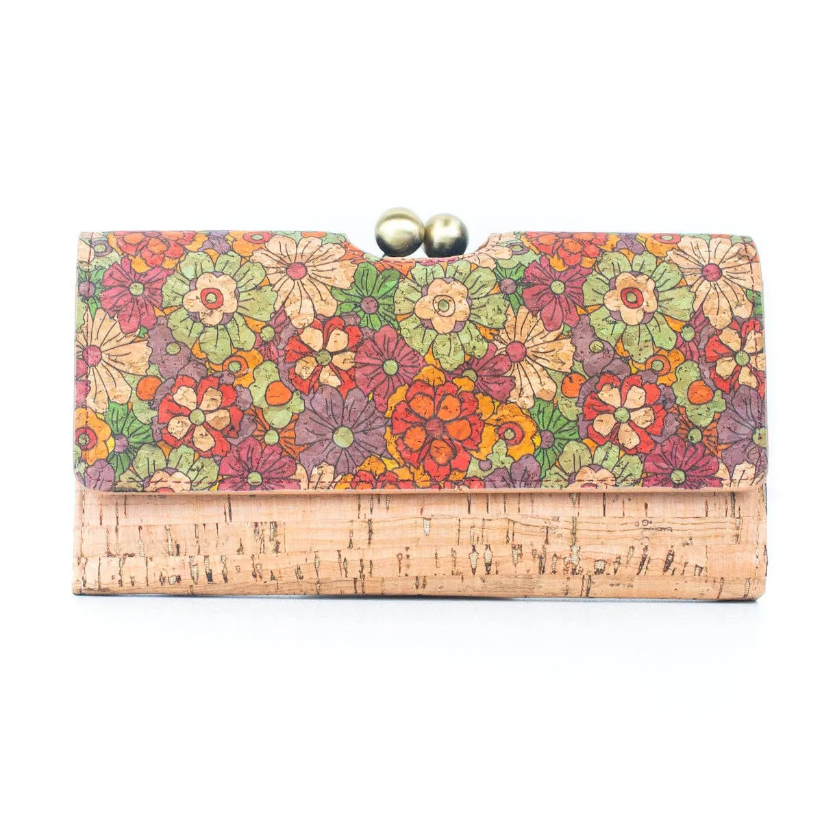 Natural Cork Print Women's Wallet with Antique Brass Purse BAGF-065