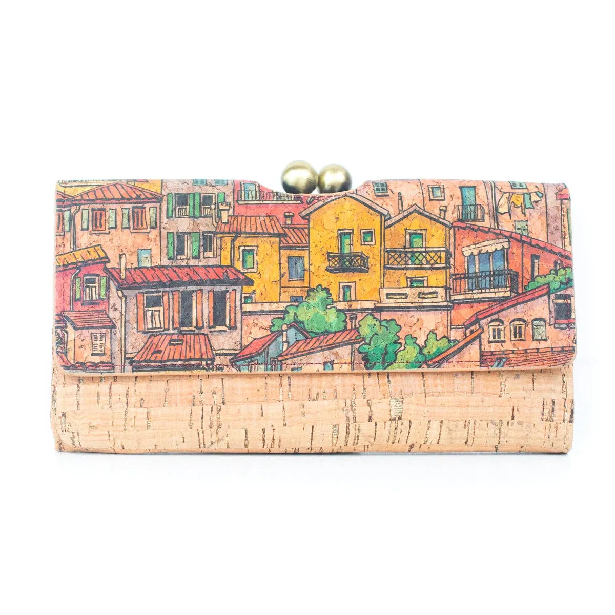 Natural Cork Print Women's Wallet with Antique Brass Purse BAGF-065