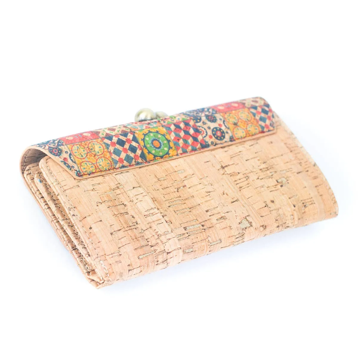 Natural Cork Print Women's Wallet with Antique Brass Purse BAGF-065