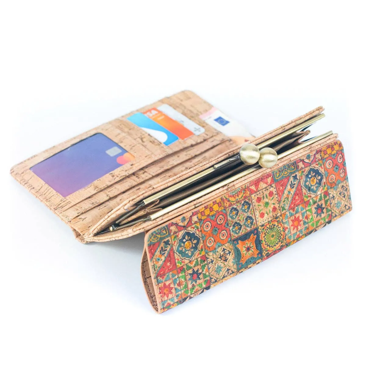 Natural Cork Print Women's Wallet with Antique Brass Purse BAGF-065