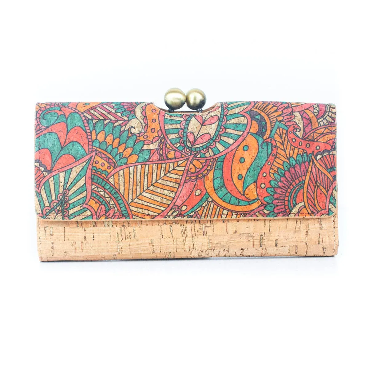 Natural Cork Print Women's Wallet with Antique Brass Purse BAGF-065