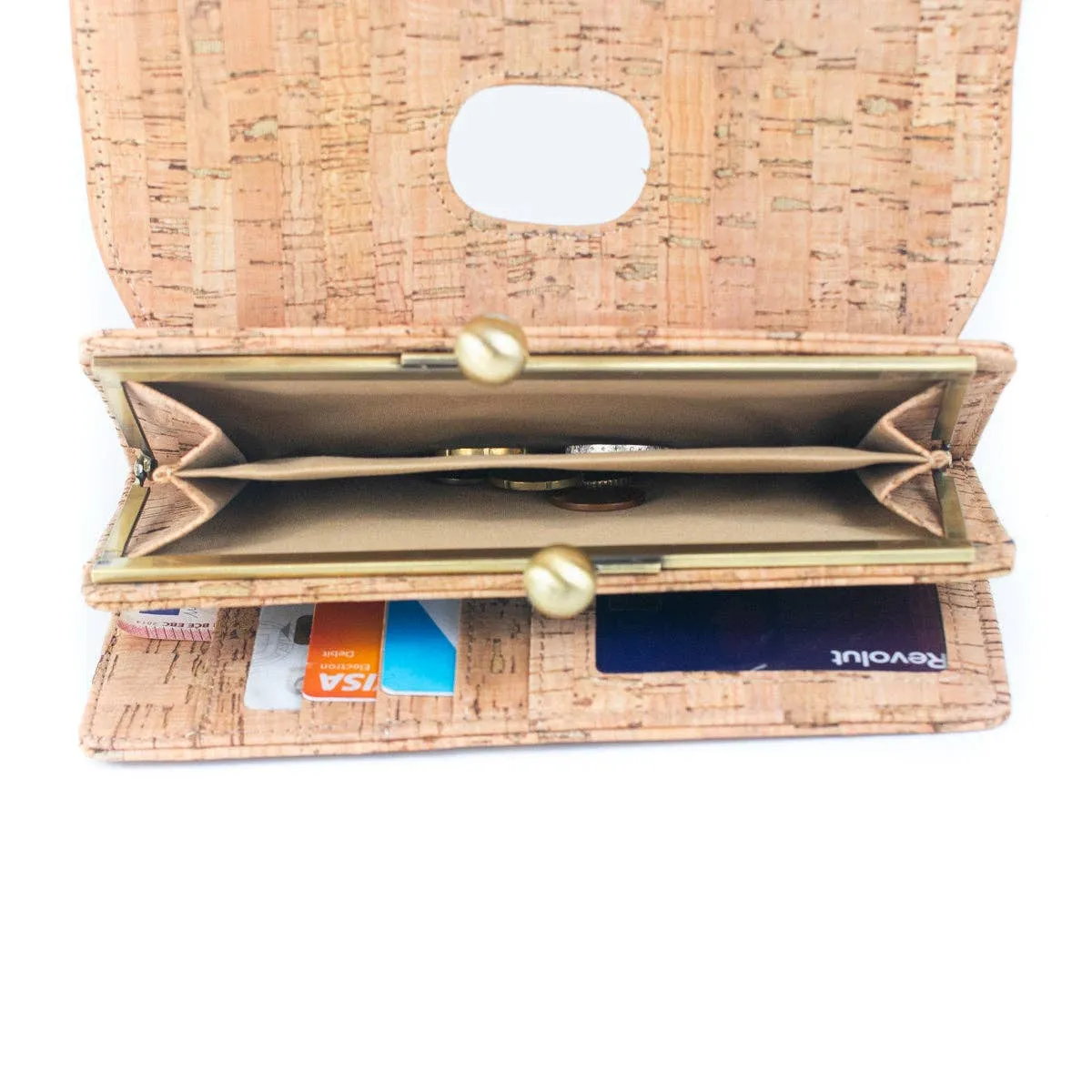 Natural Cork Print Women's Wallet with Antique Brass Purse BAGF-065