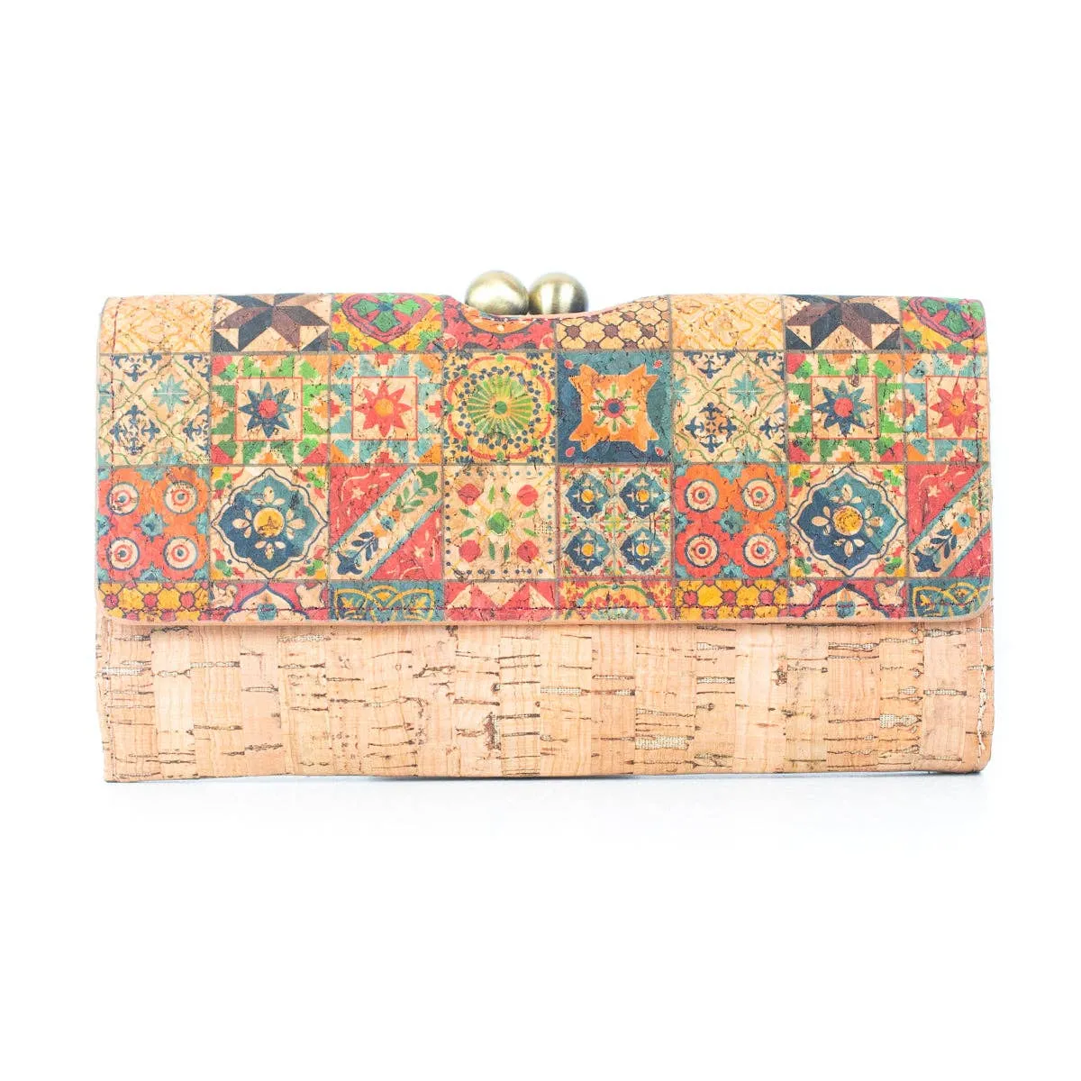 Natural Cork Print Women's Wallet with Antique Brass Purse BAGF-065