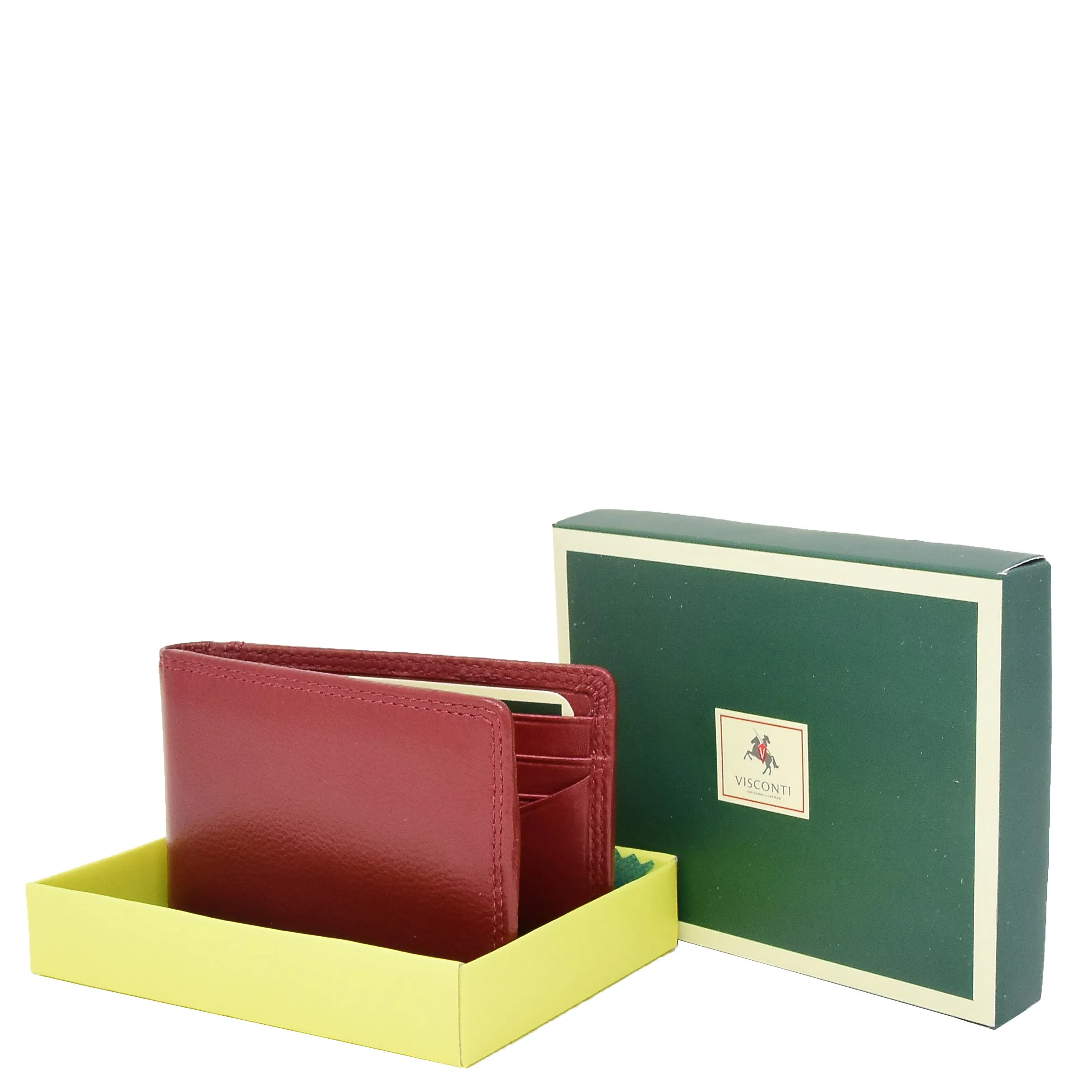 Real Leather Credit Card Holder Oyster Bus Pass ID Bifold Slim Wallet AV5 Red