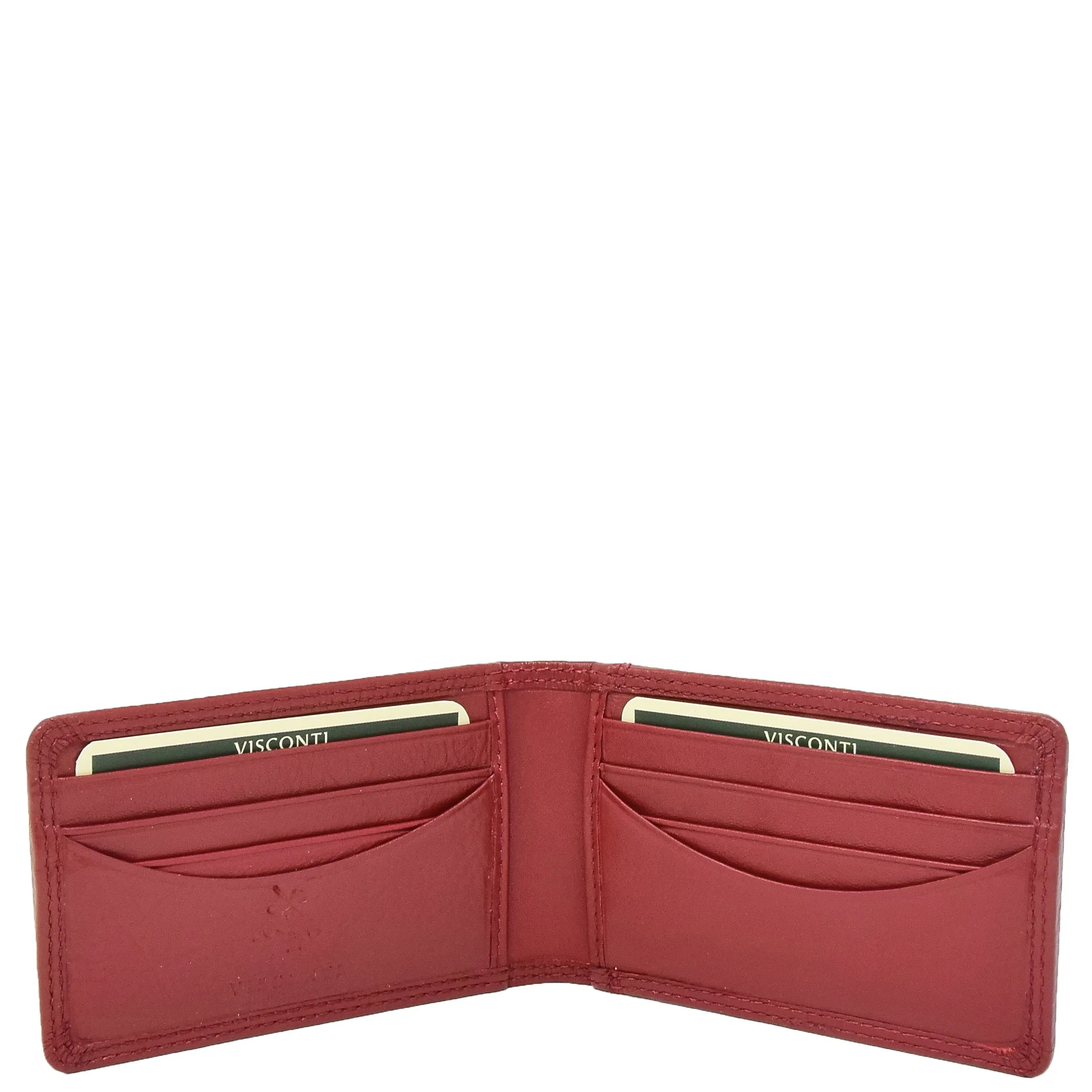 Real Leather Credit Card Holder Oyster Bus Pass ID Bifold Slim Wallet AV5 Red