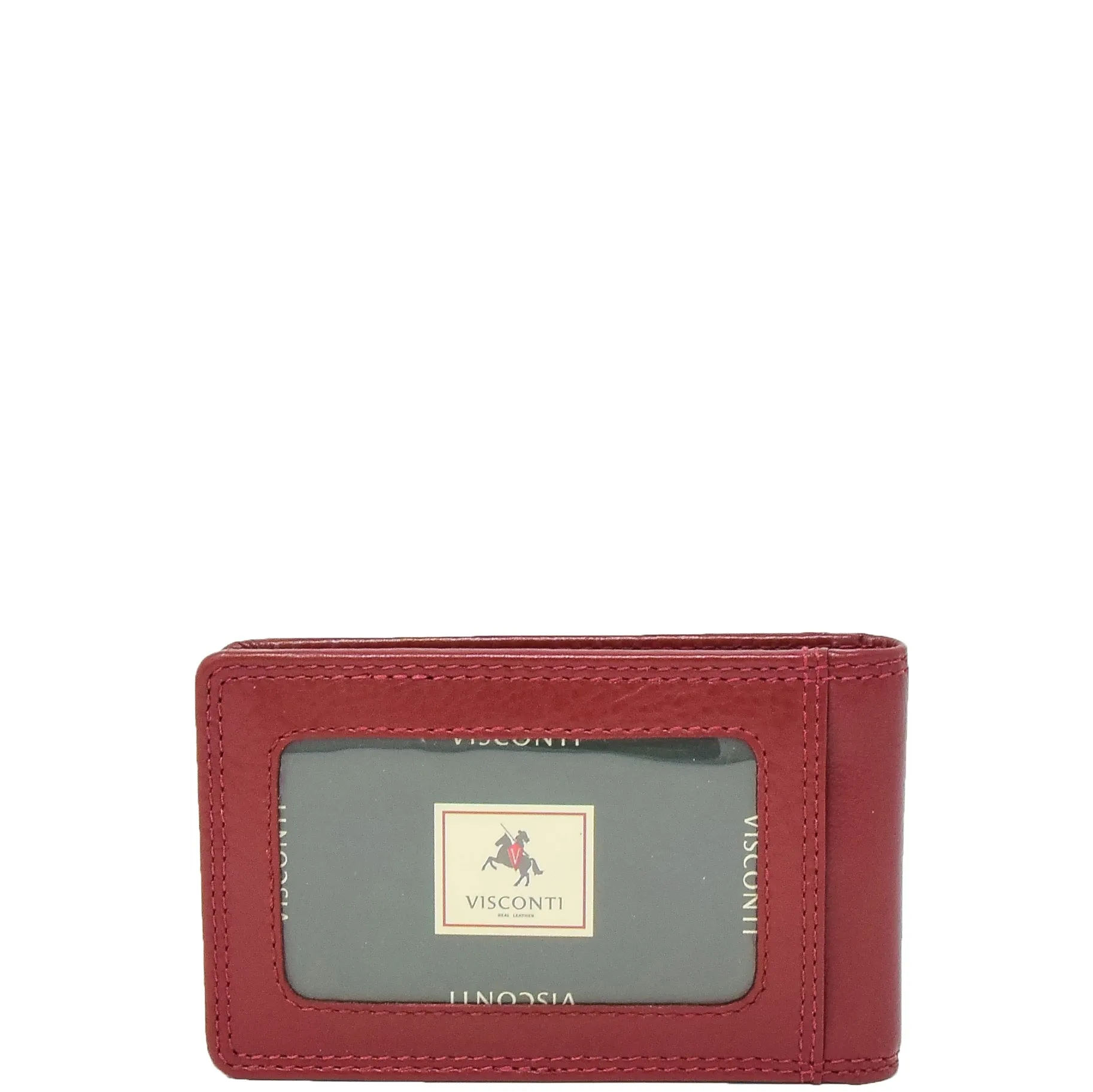 Real Leather Credit Card Holder Oyster Bus Pass ID Bifold Slim Wallet AV5 Red
