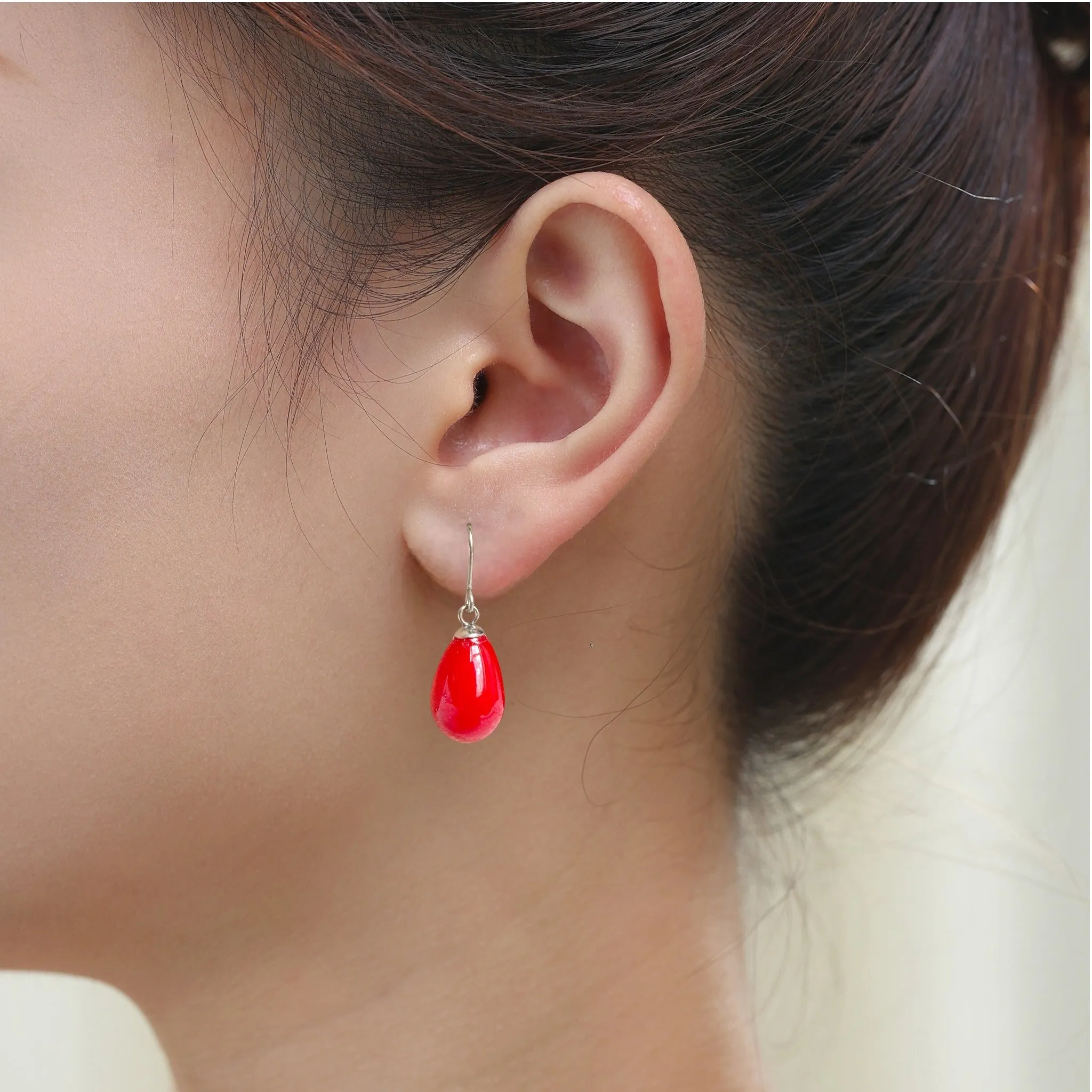 Red pearl earrings