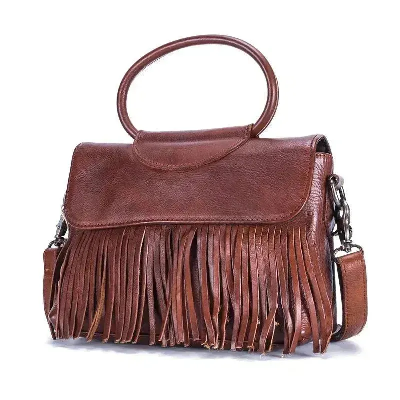 Retro women's messenger Cattle Leather Handbag