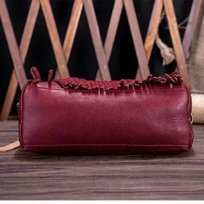 Retro women's messenger Cattle Leather Handbag