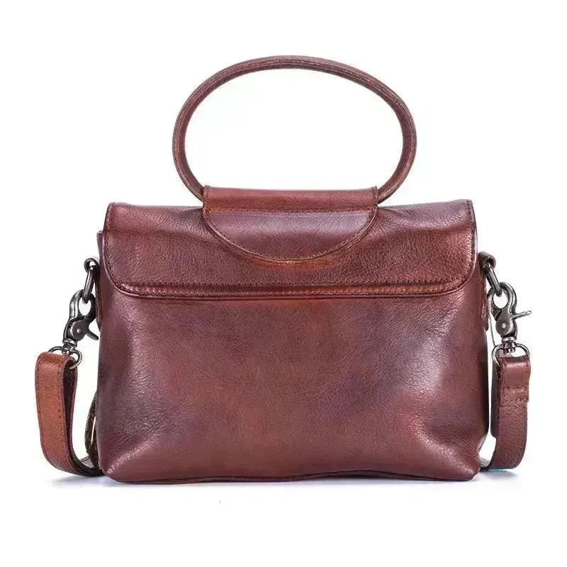 Retro women's messenger Cattle Leather Handbag