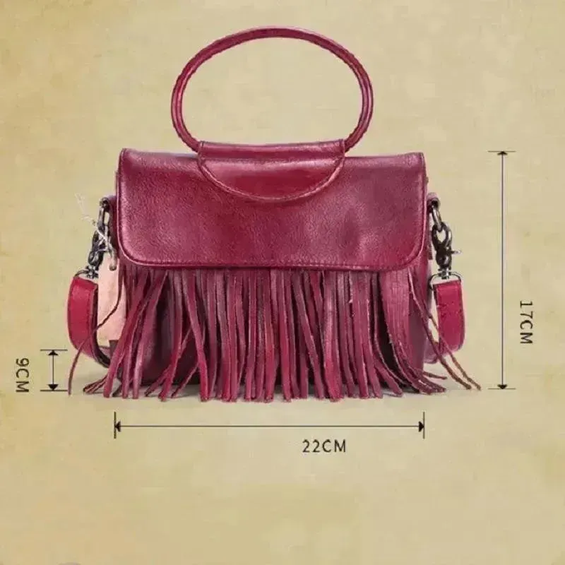 Retro women's messenger Cattle Leather Handbag