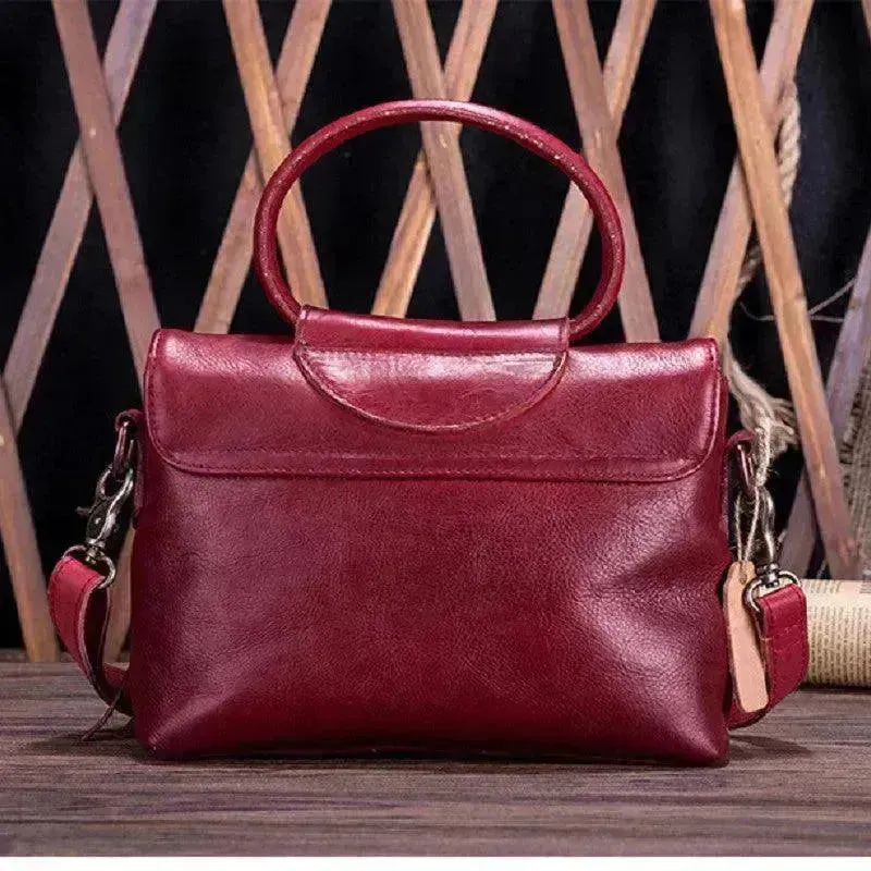 Retro women's messenger Cattle Leather Handbag
