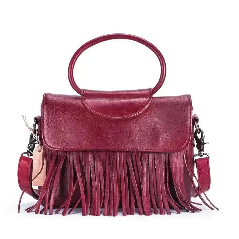 Retro women's messenger Cattle Leather Handbag