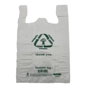 Reusable White T-Shirt Bag (ERUZ) 400 ct 12.5" x 6.5" x 21.5"