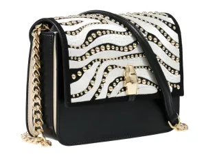 Roberto Cavalli Class GWLPCM 999 Milano Rmx 0 Black/White Medium Shoulder Bag