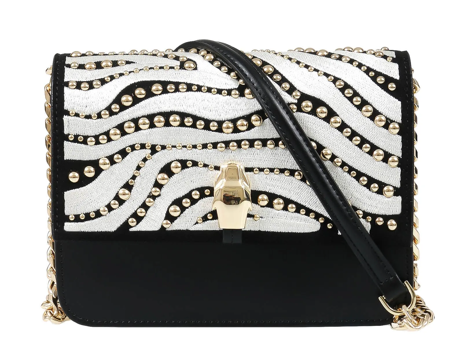 Roberto Cavalli Class GWLPCM 999 Milano Rmx 0 Black/White Medium Shoulder Bag