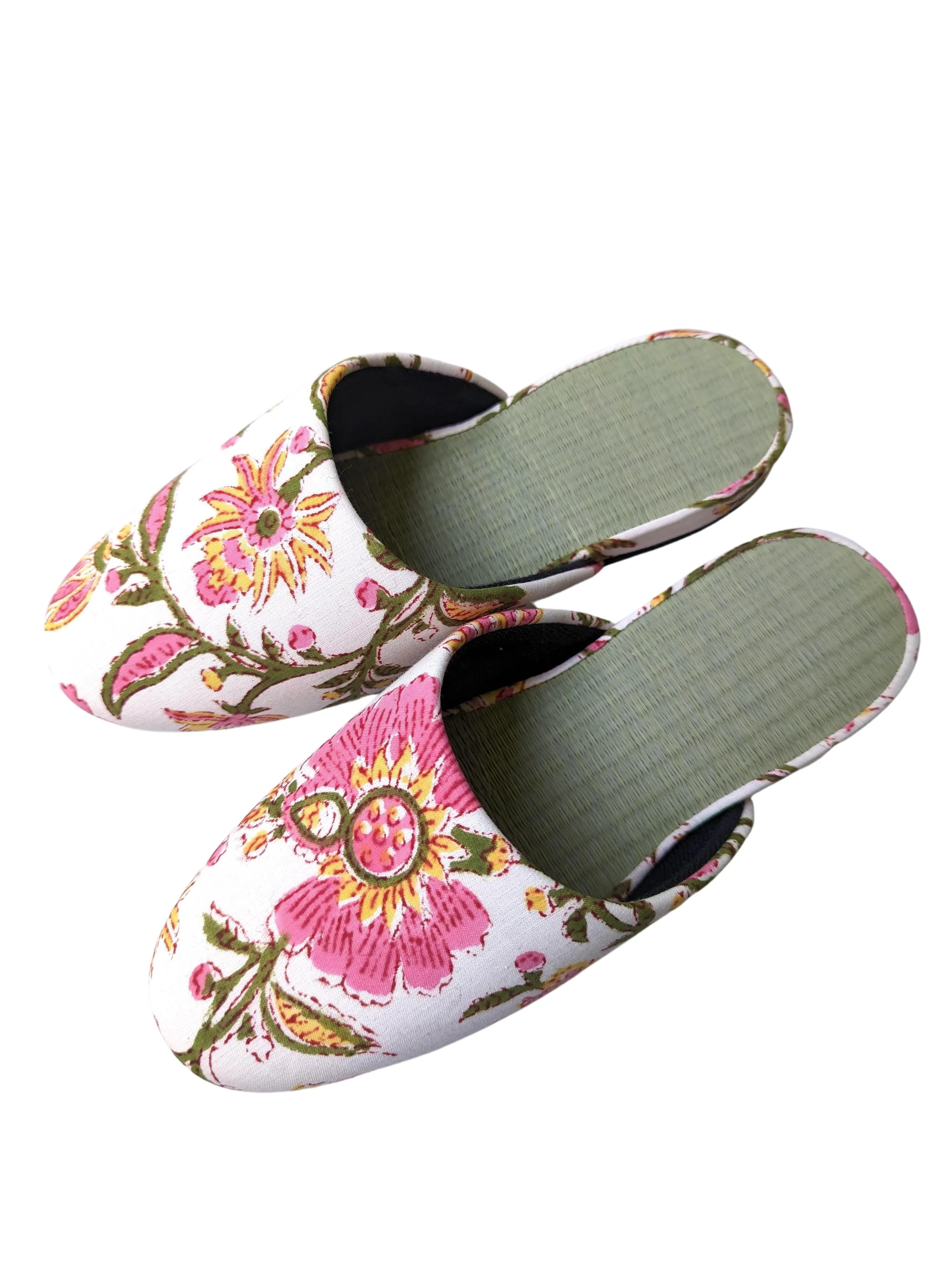 [Small] Tatami Block Printing Flowers Slippers 2023S-B