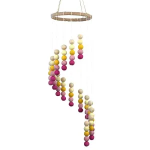 Spiral Felt Ball Mobile- Pink, Yellow