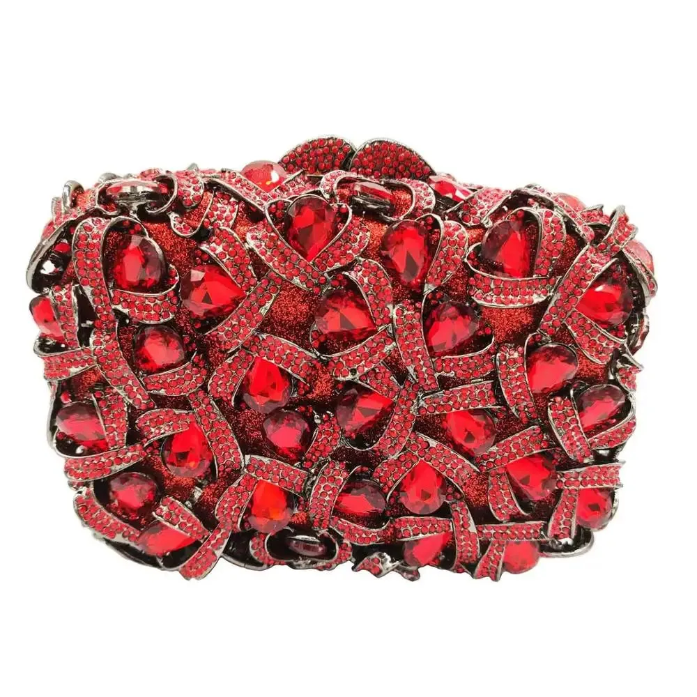 Square Diamond Crystal Decor Evening Clutch Bag