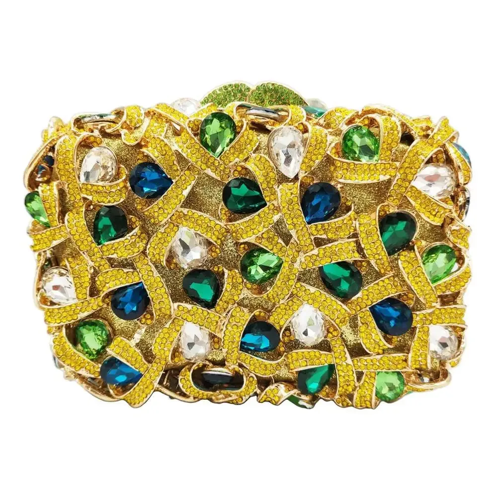 Square Diamond Crystal Decor Evening Clutch Bag