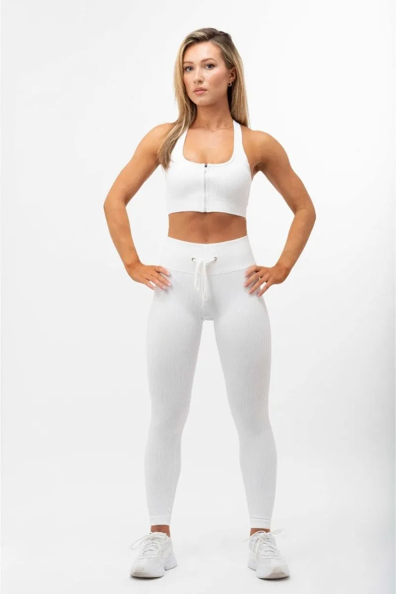 Tie Front Leggings - Ivory White