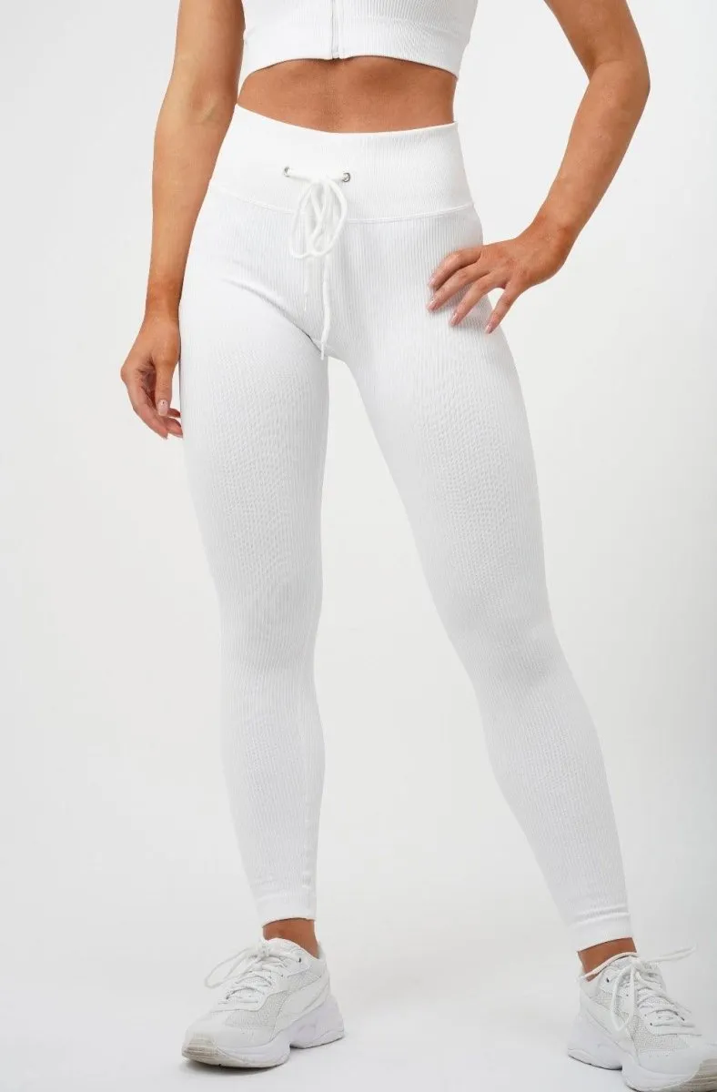 Tie Front Leggings - Ivory White