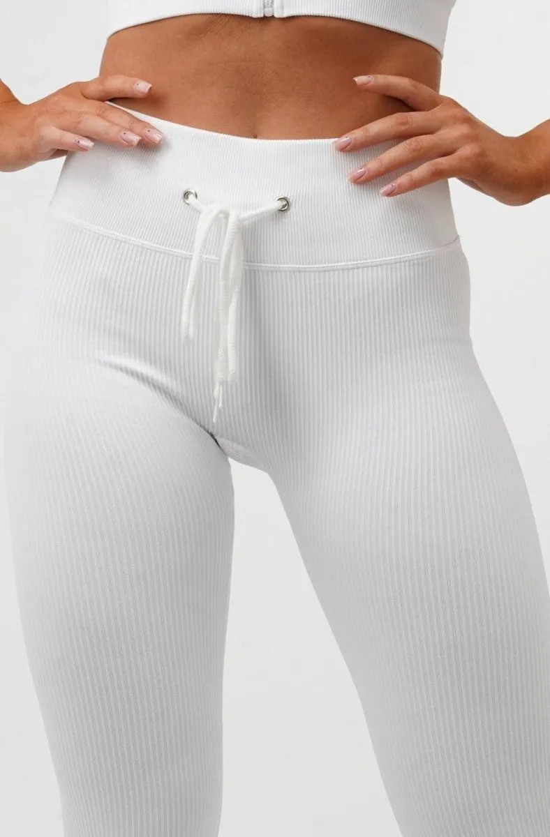 Tie Front Leggings - Ivory White