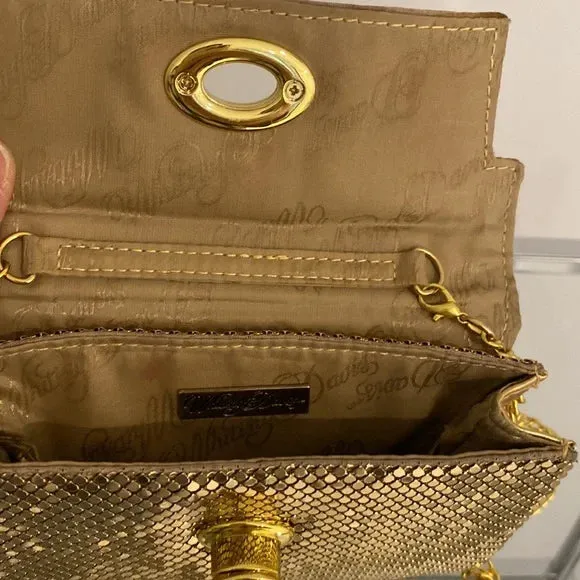 Whiting & Davis Gold Chain Mail Mini Flap Bag