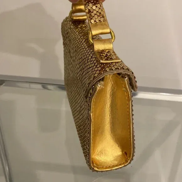 Whiting & Davis Gold Chain Mail Mini Flap Bag