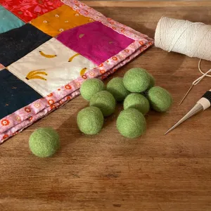 Wool Felt Balls - #34 Lichen - Ten 1" Balls, 2.2cm