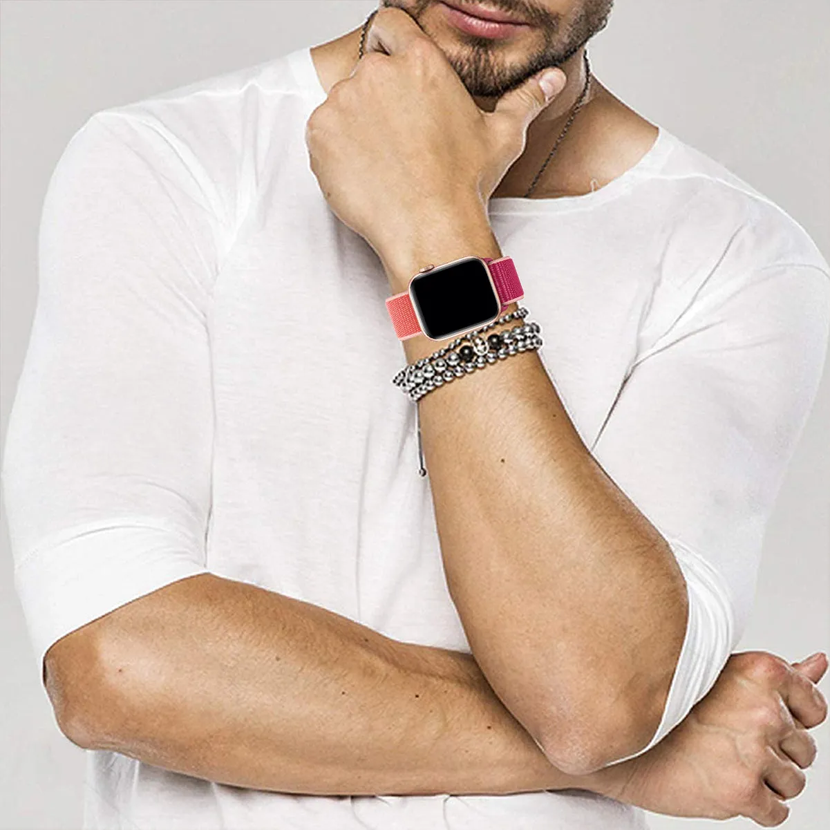 Woven Nylon Strap For Apple Watch-Pomegranate (42/44/45/49mm)