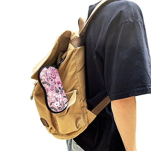 ZAXMEY Sunglasses Soft Case with Carabiner Ultra Light Neoprene Zipper Eyeglass, Pink Flower